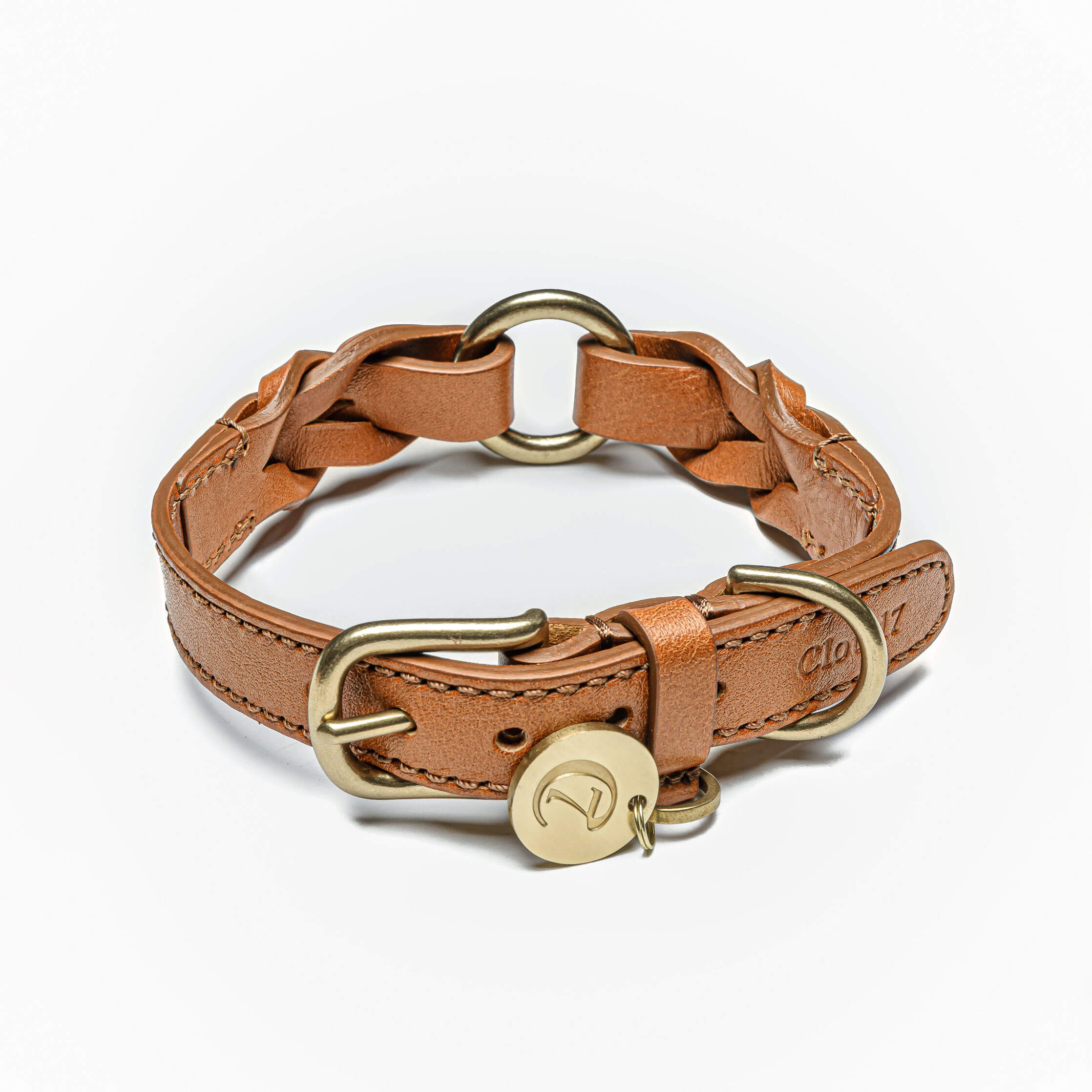 Hundhalsband Flätat Läder Hyde Park Cognac – Cloud7 XXL