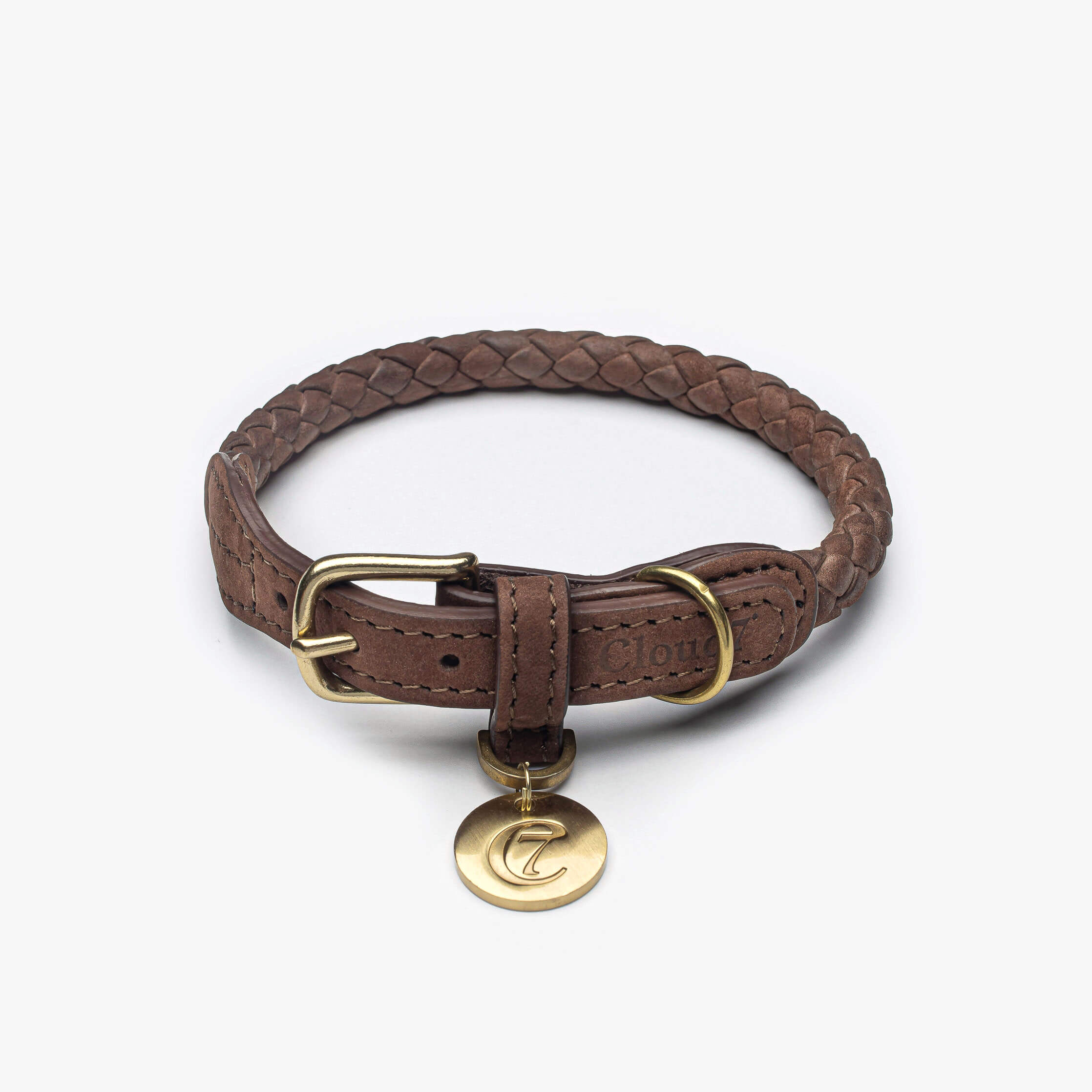 Hundhalsband Ravello Flätat Läder Mörkbrun – Cloud7 M