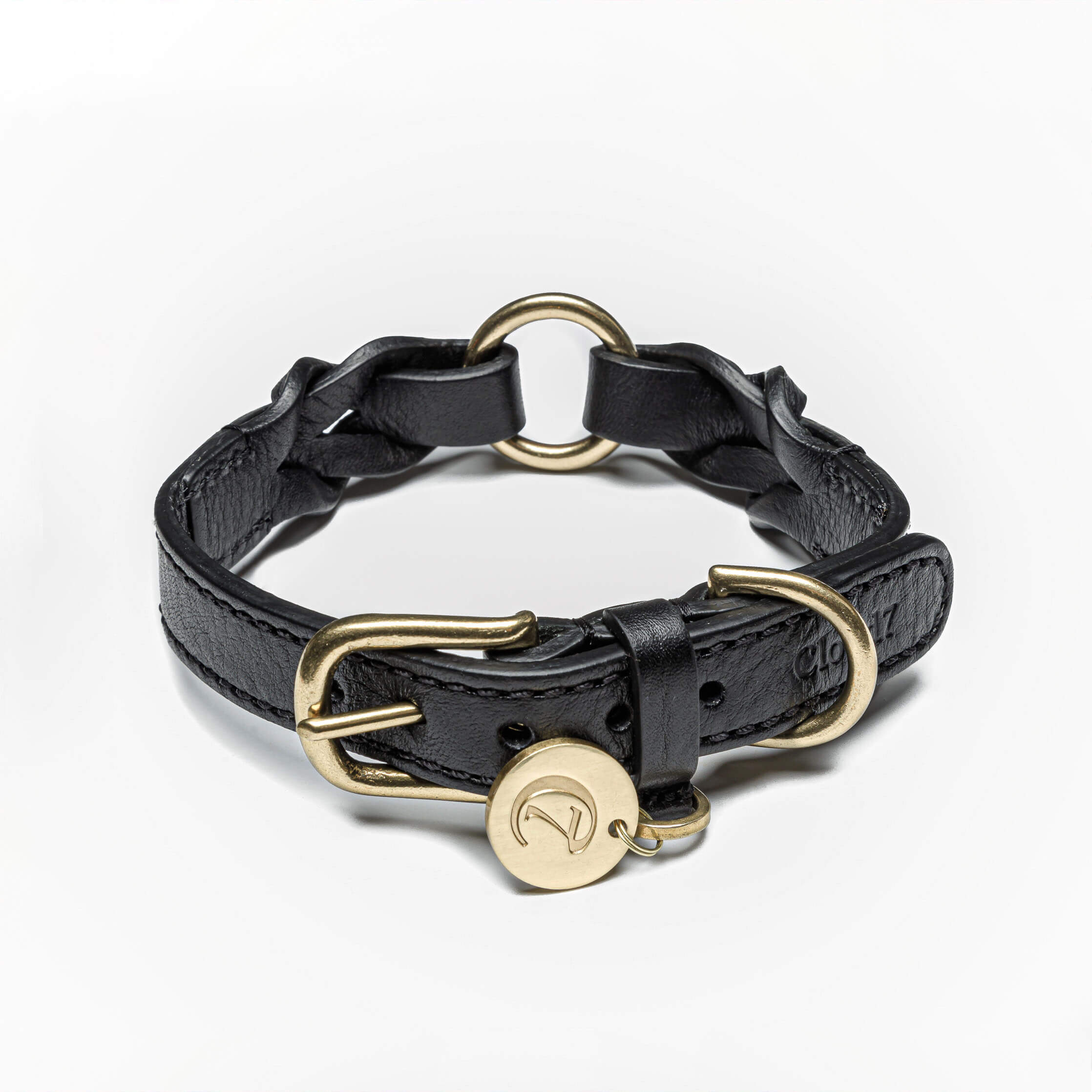 Hundhalsband Flätat Läder Hyde Park Svart – Cloud7 M
