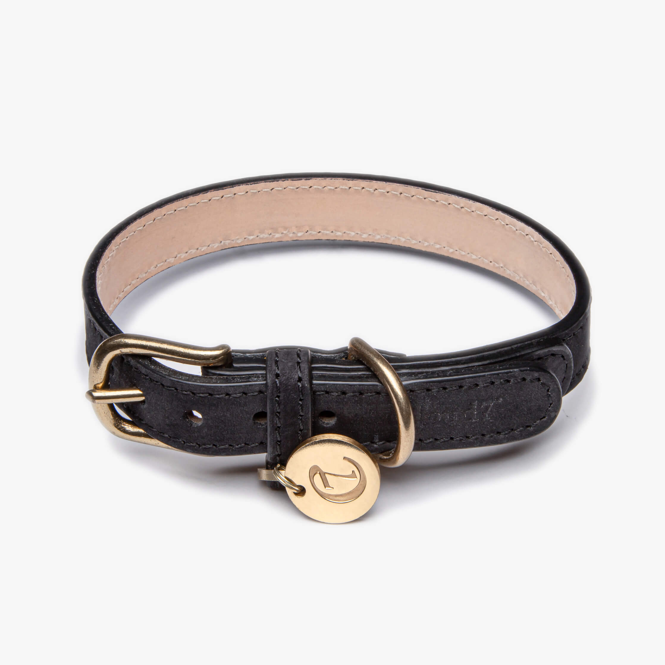Dog Collar Tiergarten Nubuck Leather Black - Cloud7 S