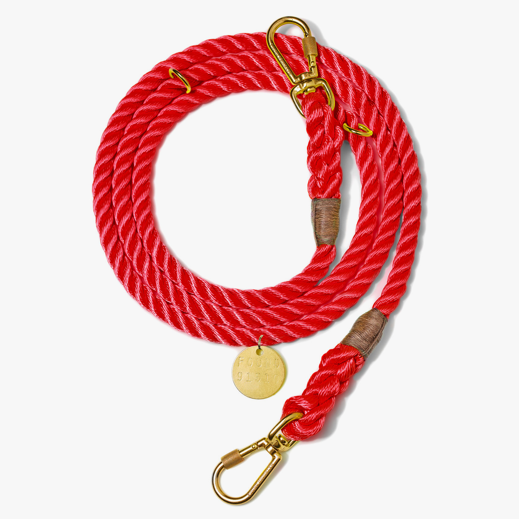 Justerbart koppel Rope 210 cm Röd - Found My Animal M