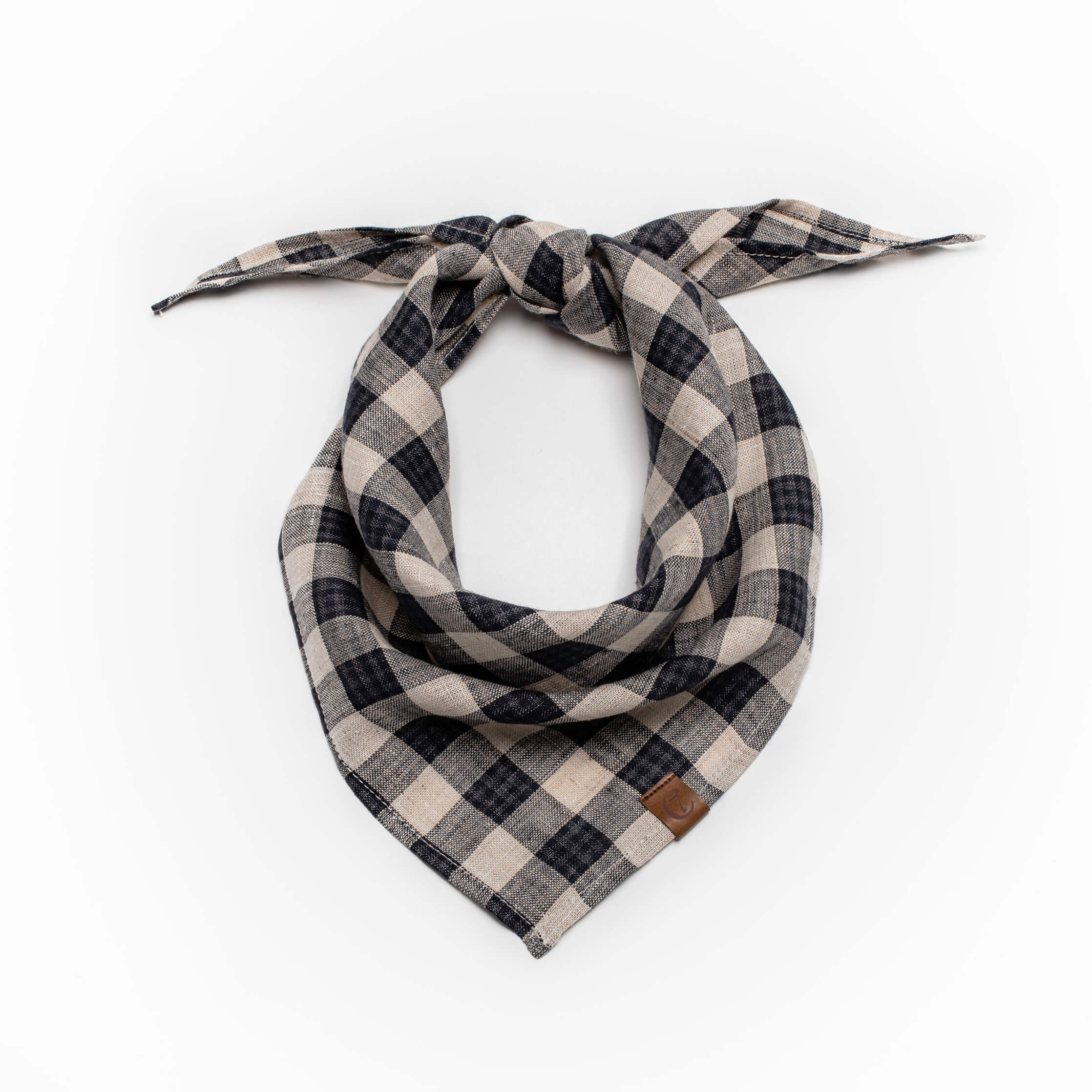 Hundscarf Check Linne Mörkblå/Beige - Cloud7 S