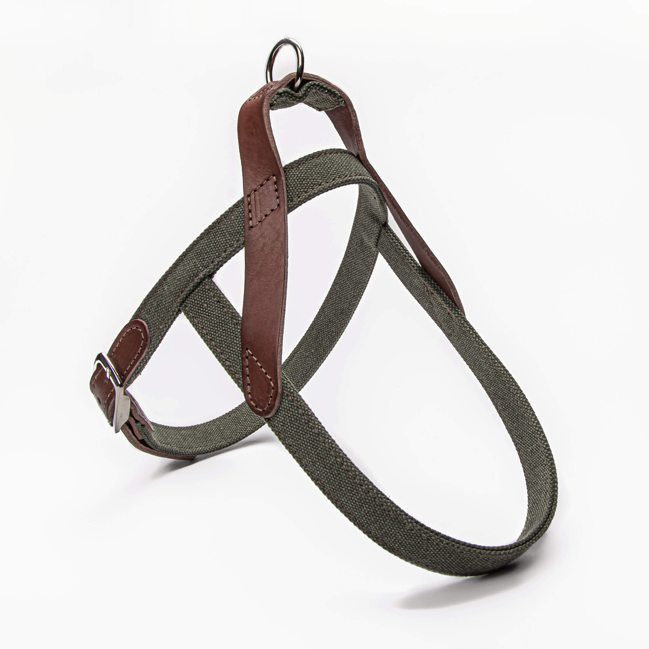 Dog Harness Leather & Canvas Tivoli Olive - Cloud7 XS