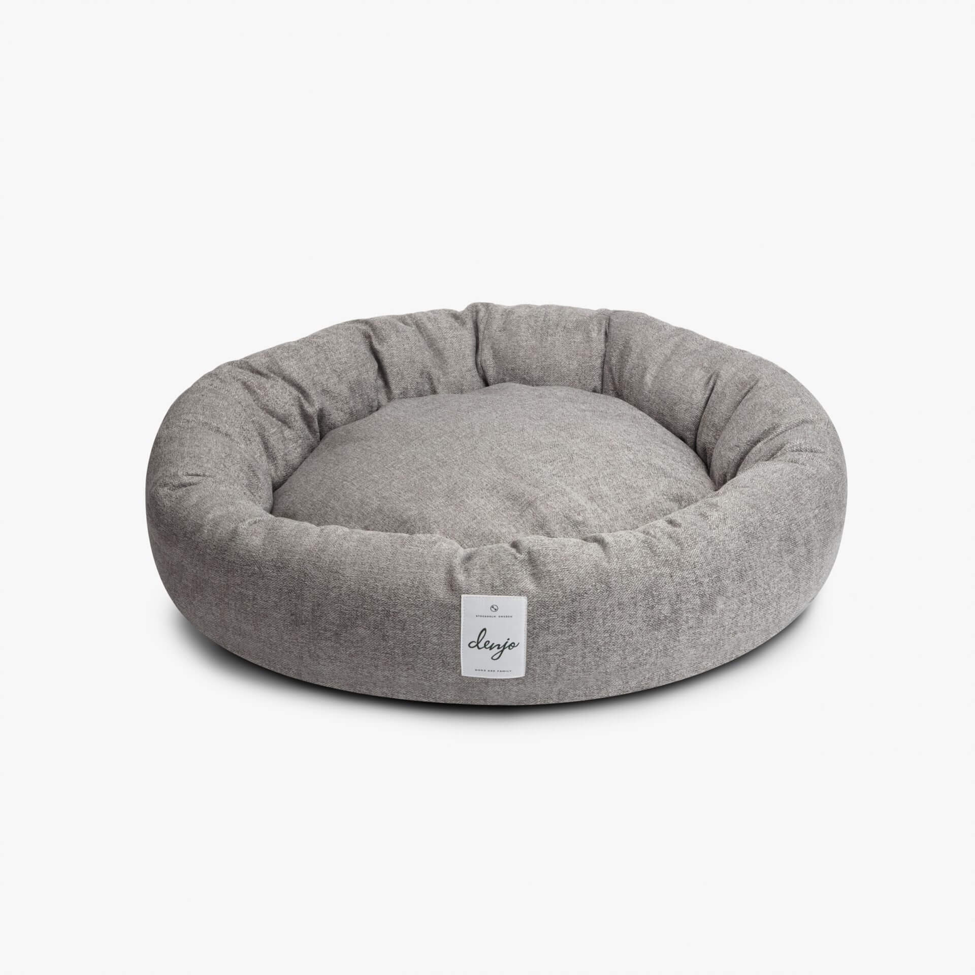 Hundbädd Donut Grace Ljusgrå -Denjo Dogs - Storlek S - Grå- Snygg, trendig hundsäng med kant