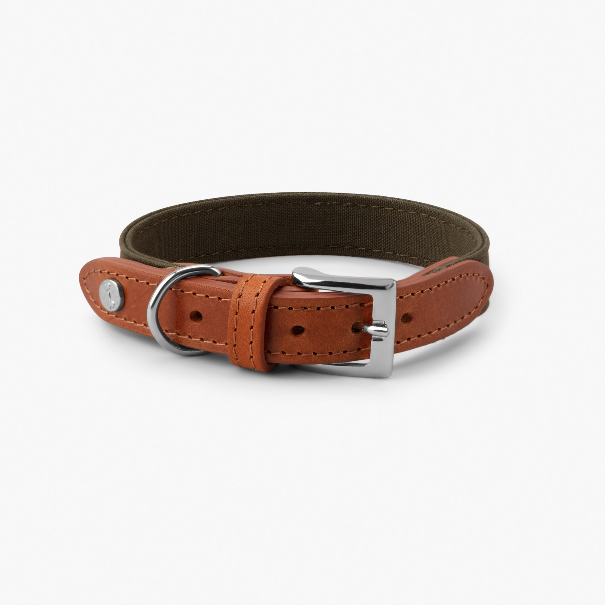 Hundhalsband Signature Cognac & Khaki - Denjo Dogs L