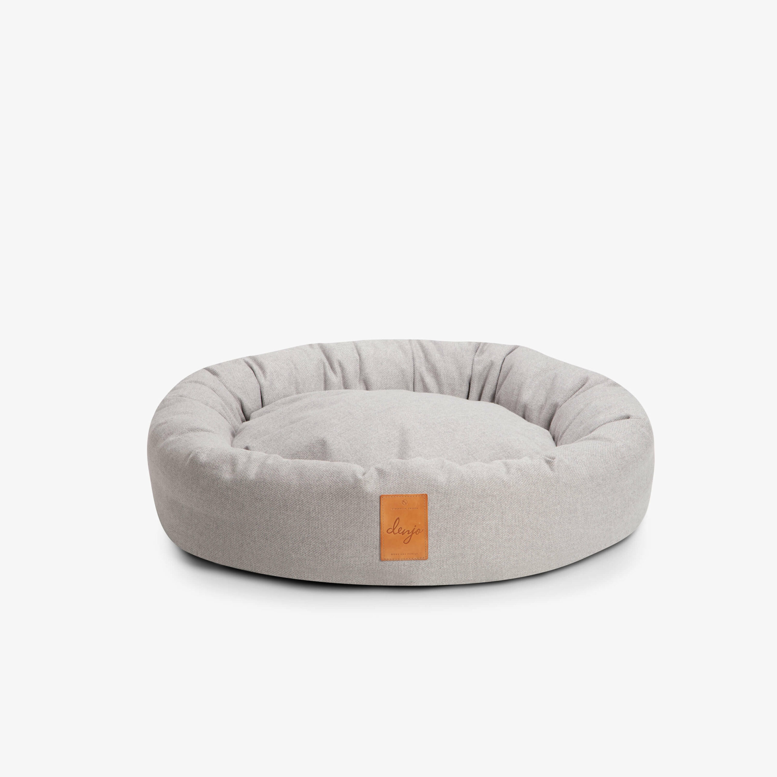 Hundbädd Donut Icon med Läderdetalj Mist Grey - Denjo Dogs L