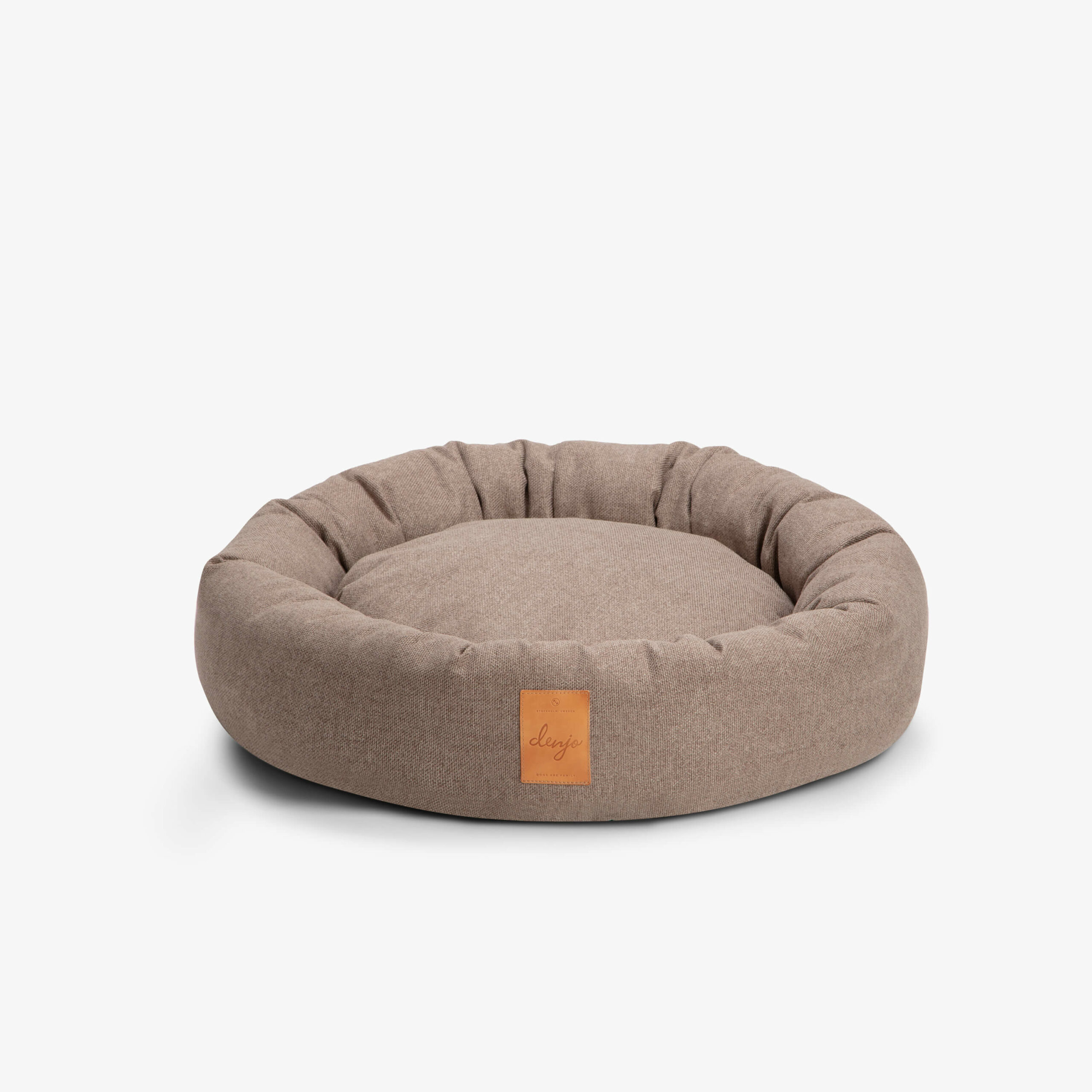 Hundbädd Donut Icon med Läderdetalj True Taupe - SMALL S