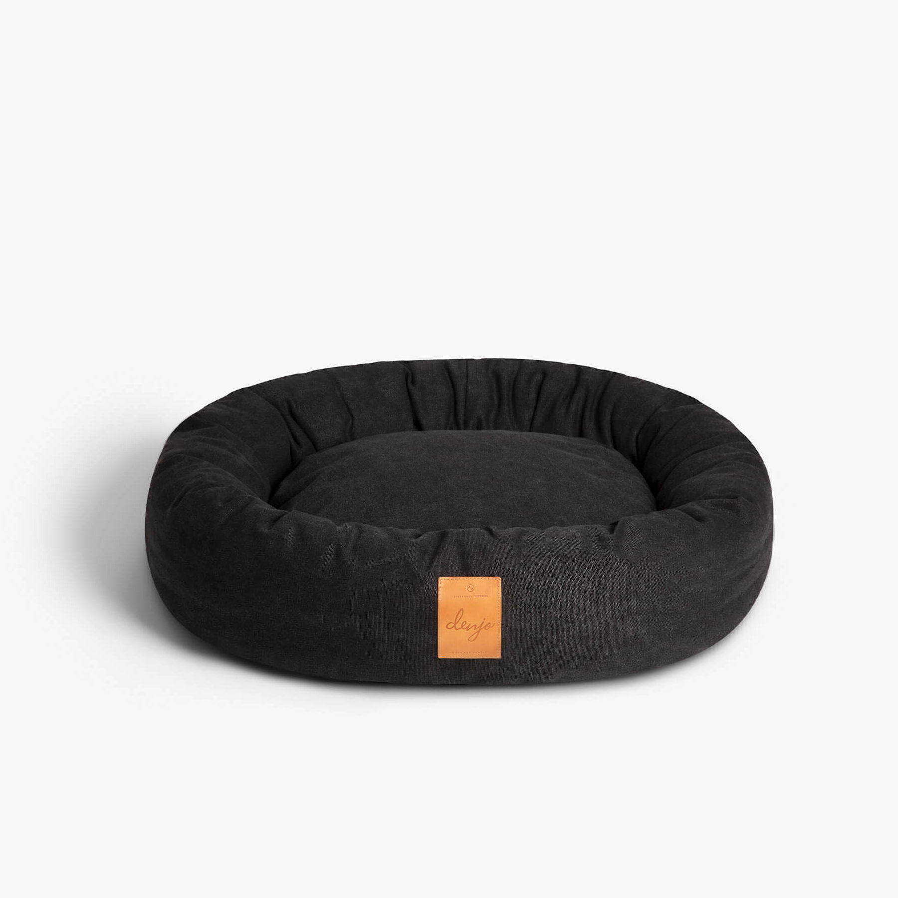 Hundbädd Classic Donut med Läderdetaljer Mörkgrå - Denjo Dogs L
